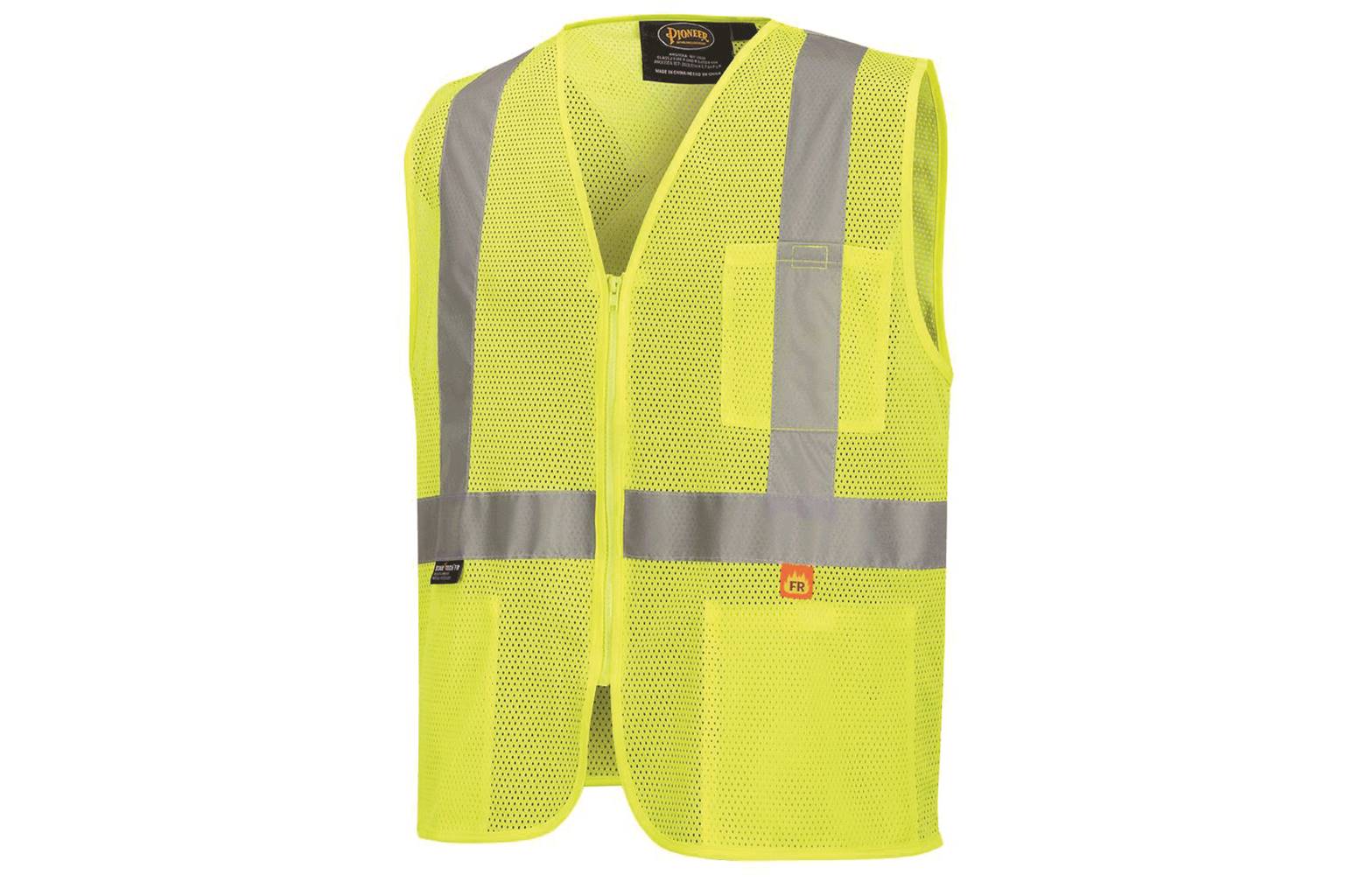 Pioneer Flame Resistant Hi-Viz Mesh Safety Vest, Small ,