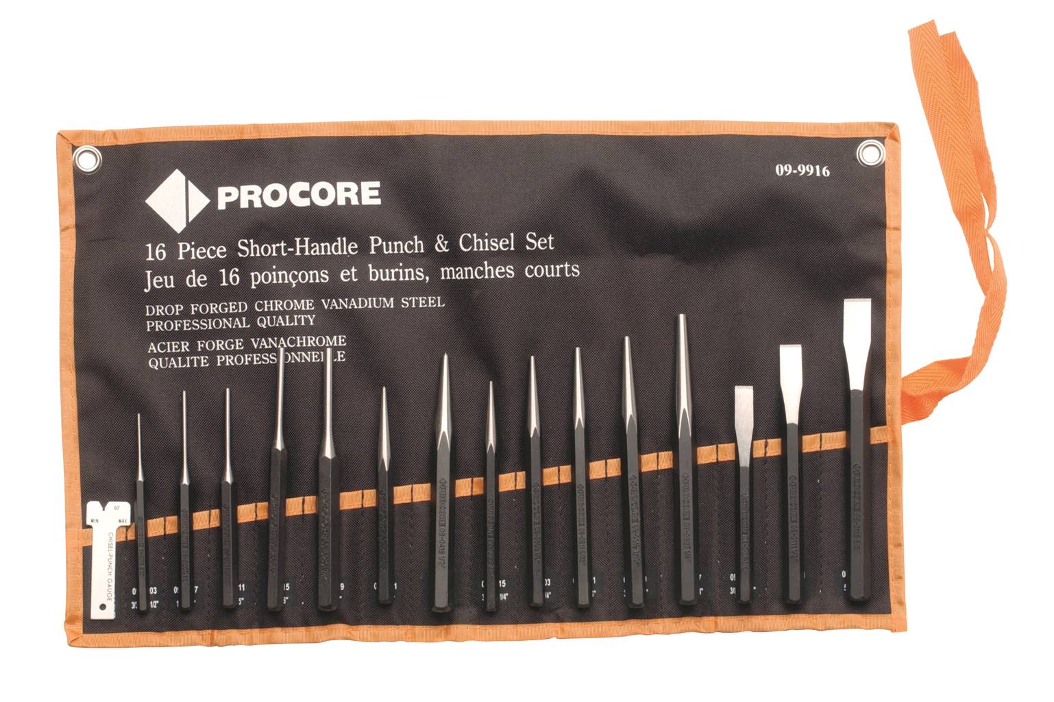 Procore Short Handle Punch & Chisel Set, 16 Piece | pcr