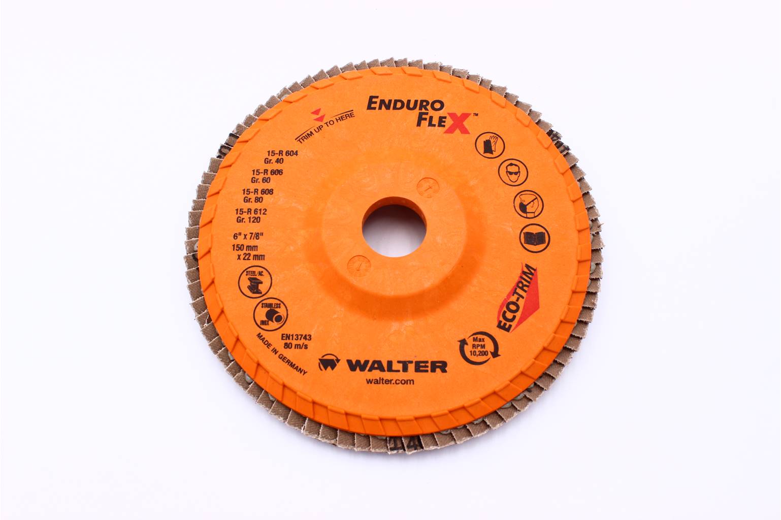 Walter ENDURO-FLEX™ Flap Disc, 6 In, 40 Grade | wal15r604